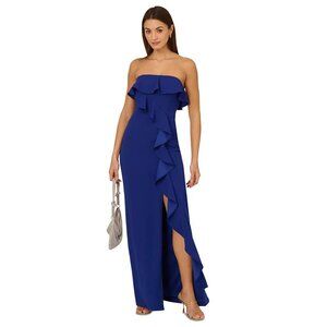 green emerald velvet dress Satin Cascade Ruffle Slip Gown In Electric Passion